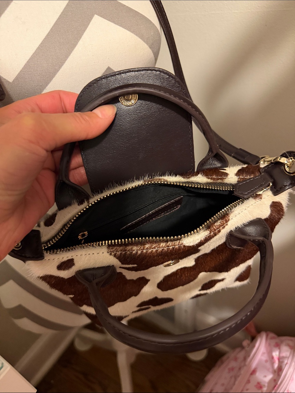 House of Harlow Cowhide Mini Top-Handle Crossbody Bag - Picture 3 of 4